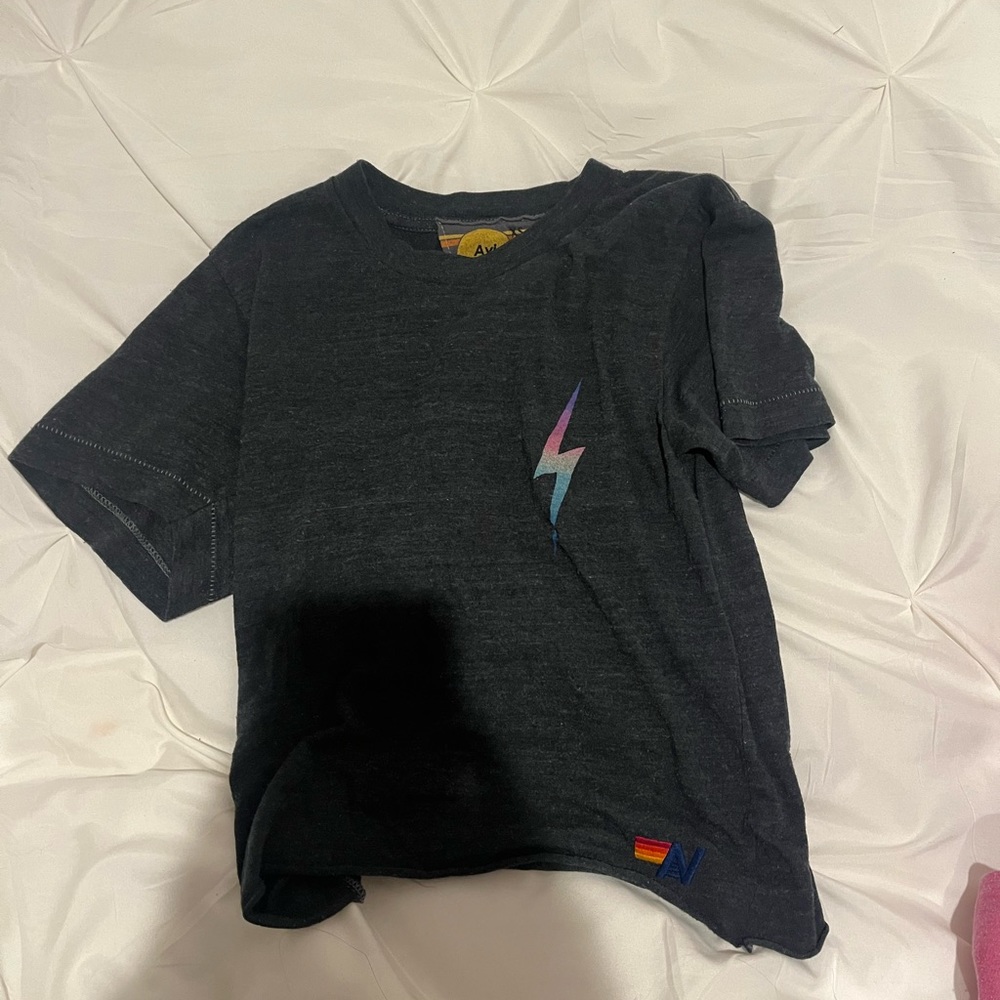 Aviator Nation charcoal tee shirt with lightning bolt